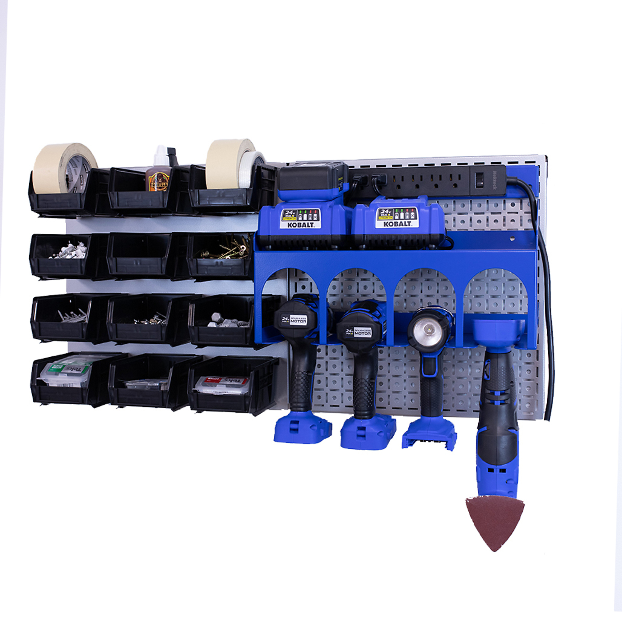OmniWall, OmniWall metal pegboard storage kit for storage, Length 16 in, Width 16 in, Model# CGS-KIT-PST
